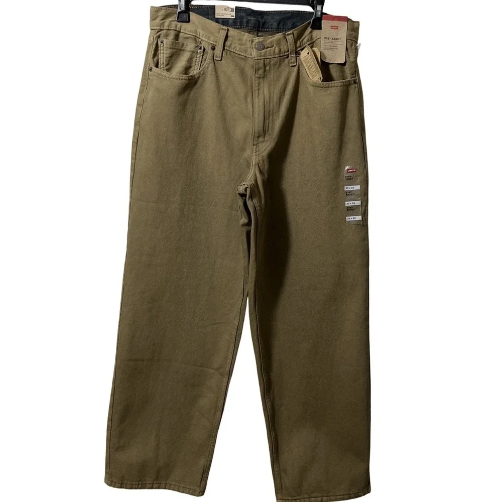 Levi's 578 Men's Baggy Denim Jeans Size 33x32 Khaki Tan Skater Grunge Hip Hop
